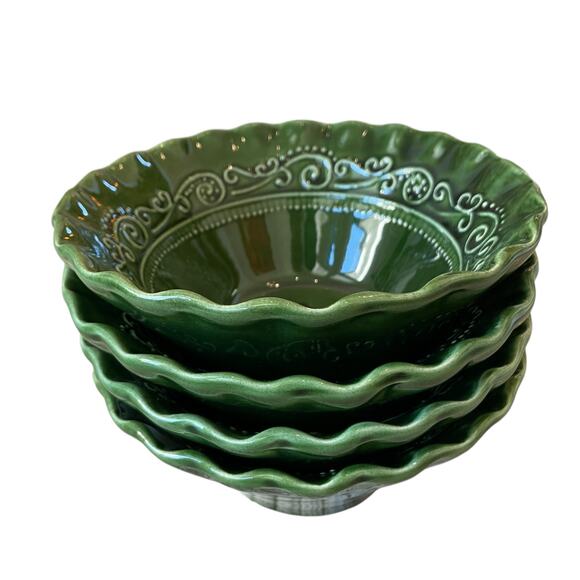 (4)  Maioliche Jessica Made in Italy Salad Bowls 7" Christmas Holiday Green - Picture 14 of 16
